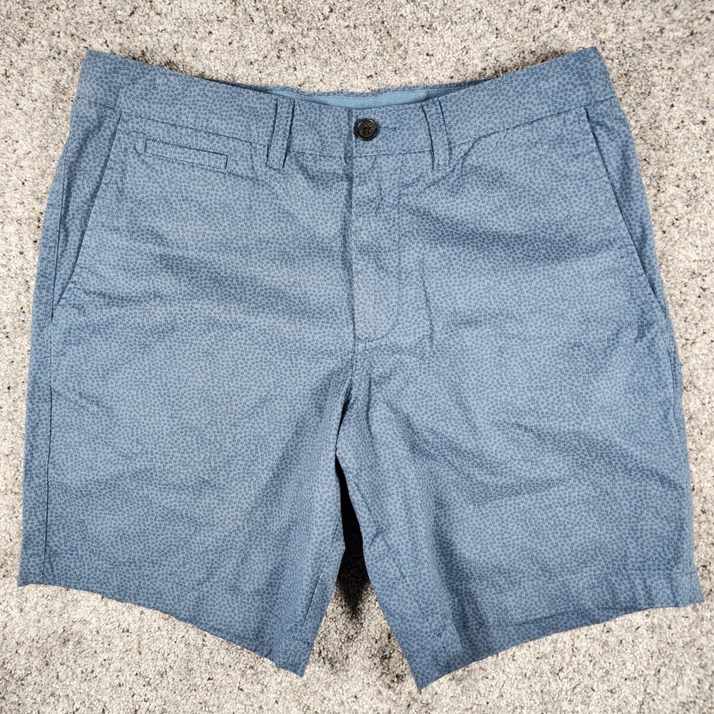 1901 Chino Shorts Mens 33 Blue Micro Floral Print Stretch Excellent